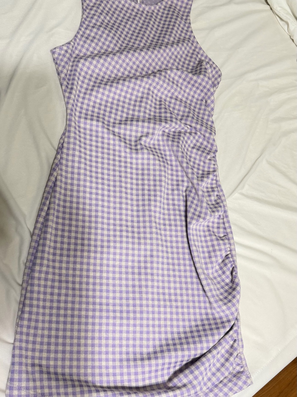 Zara Lilac and White Gingham Pencil Skirt